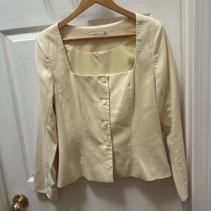 Abercrombie & Fitch Light yellow suiting blazer Jacket square neck m medium